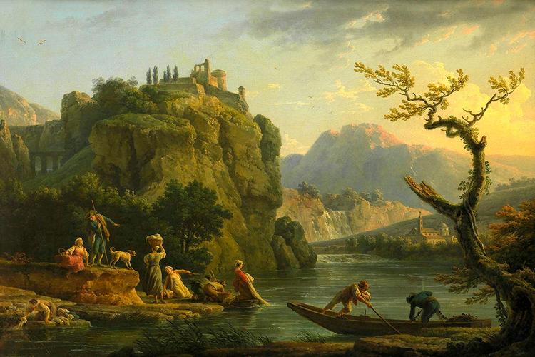 Horská krajina s riekou 50x75cm - Claude Joseph Vernet